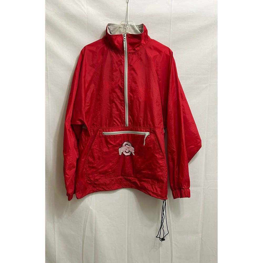 Vintage 90s Ohio State Buckeyes Windbreaker Pullover Jacket Red Spellout NCAA M
